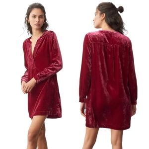 Anthropologie Melody Velvet Tunic Dress in Raspberry - Size M NWT